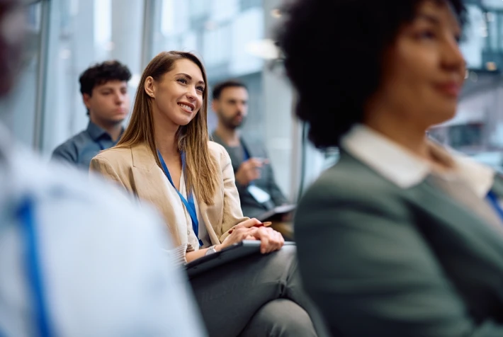 Delegates listening at a medical seminar